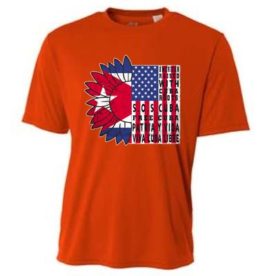 Free Cuba Patria Gift America Cuba Flag Sunflower Gift Sos Cuba Meaningful Gift Cooling Performance Crew T-Shirt