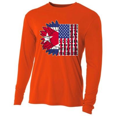 Free Cuba Patria Gift America Cuba Flag Sunflower Gift Sos Cuba Meaningful Gift Cooling Performance Long Sleeve Crew