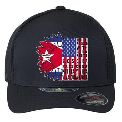 Free Cuba Patria Gift America Cuba Flag Sunflower Gift Sos Cuba Meaningful Gift Flexfit Unipanel Trucker Cap