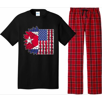 Free Cuba Patria Gift America Cuba Flag Sunflower Gift Sos Cuba Meaningful Gift Pajama Set