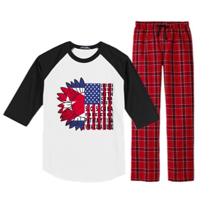 Free Cuba Patria Gift America Cuba Flag Sunflower Gift Sos Cuba Meaningful Gift Raglan Sleeve Pajama Set