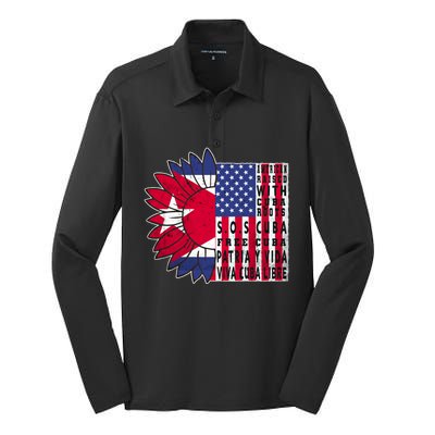 Free Cuba Patria Gift America Cuba Flag Sunflower Gift Sos Cuba Meaningful Gift Silk Touch Performance Long Sleeve Polo