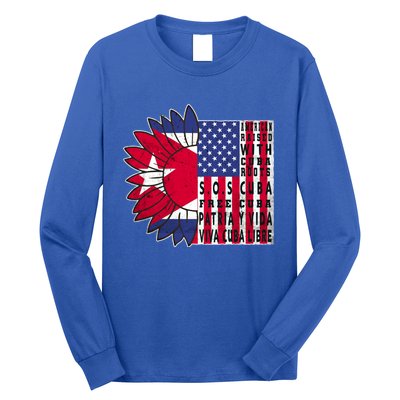 Free Cuba Patria Gift America Cuba Flag Sunflower Gift Sos Cuba Meaningful Gift Long Sleeve Shirt