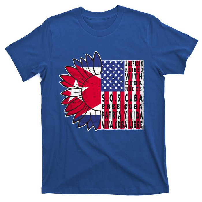 Free Cuba Patria Gift America Cuba Flag Sunflower Gift Sos Cuba Meaningful Gift T-Shirt