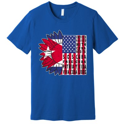 Free Cuba Patria Gift America Cuba Flag Sunflower Gift Sos Cuba Meaningful Gift Premium T-Shirt