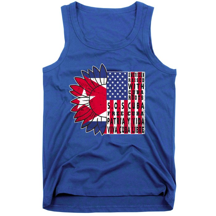 Free Cuba Patria Gift America Cuba Flag Sunflower Gift Sos Cuba Meaningful Gift Tank Top