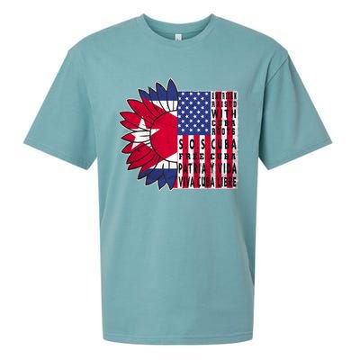 Free Cuba Patria Gift America Cuba Flag Sunflower Gift Sos Cuba Meaningful Gift Sueded Cloud Jersey T-Shirt