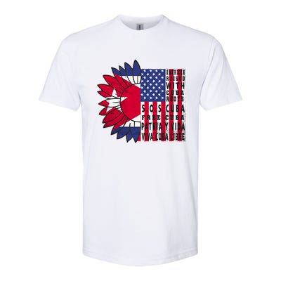 Free Cuba Patria Gift America Cuba Flag Sunflower Gift Sos Cuba Meaningful Gift Softstyle CVC T-Shirt