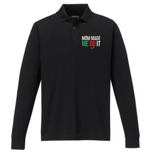 Family Christmas Pajamas Matching Mom Made Me Do It Performance Long Sleeve Polo