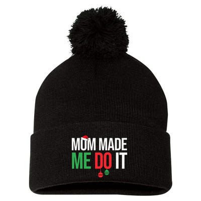 Family Christmas Pajamas Matching Mom Made Me Do It Pom Pom 12in Knit Beanie