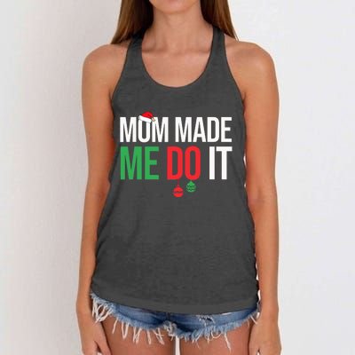 Family Christmas Pajamas Matching Mom Made Me Do It Women's Knotted Racerback Tank