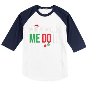 Family Christmas Pajamas Matching Mom Made Me Do It Baseball Sleeve Shirt