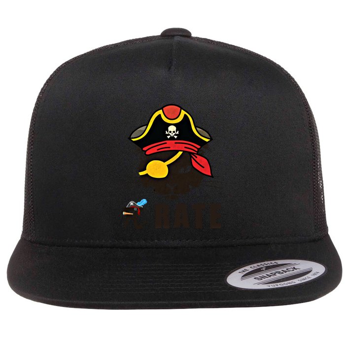 Funny Cat Pi Day Pirate Happy Pi Day Gift Flat Bill Trucker Hat