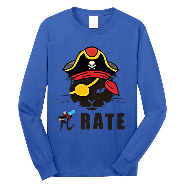 Funny Cat Pi Day Pirate Happy Pi Day Gift Long Sleeve Shirt