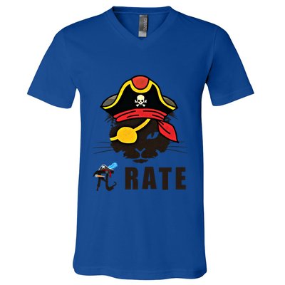 Funny Cat Pi Day Pirate Happy Pi Day Gift V-Neck T-Shirt