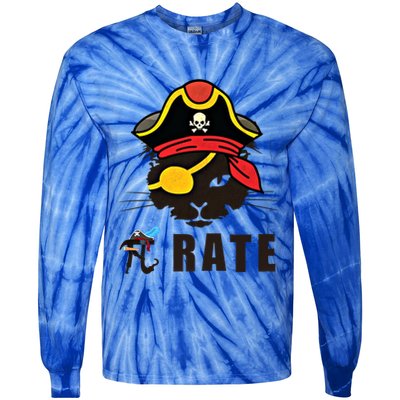 Funny Cat Pi Day Pirate Happy Pi Day Gift Tie-Dye Long Sleeve Shirt