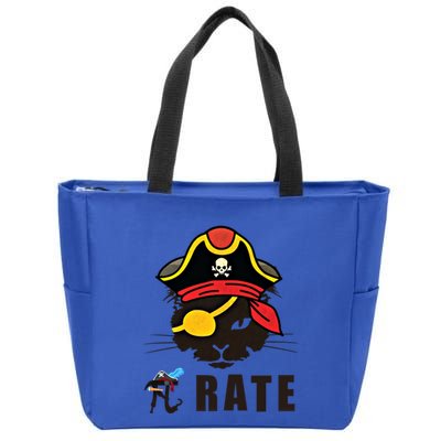 Funny Cat Pi Day Pirate Happy Pi Day Gift Zip Tote Bag