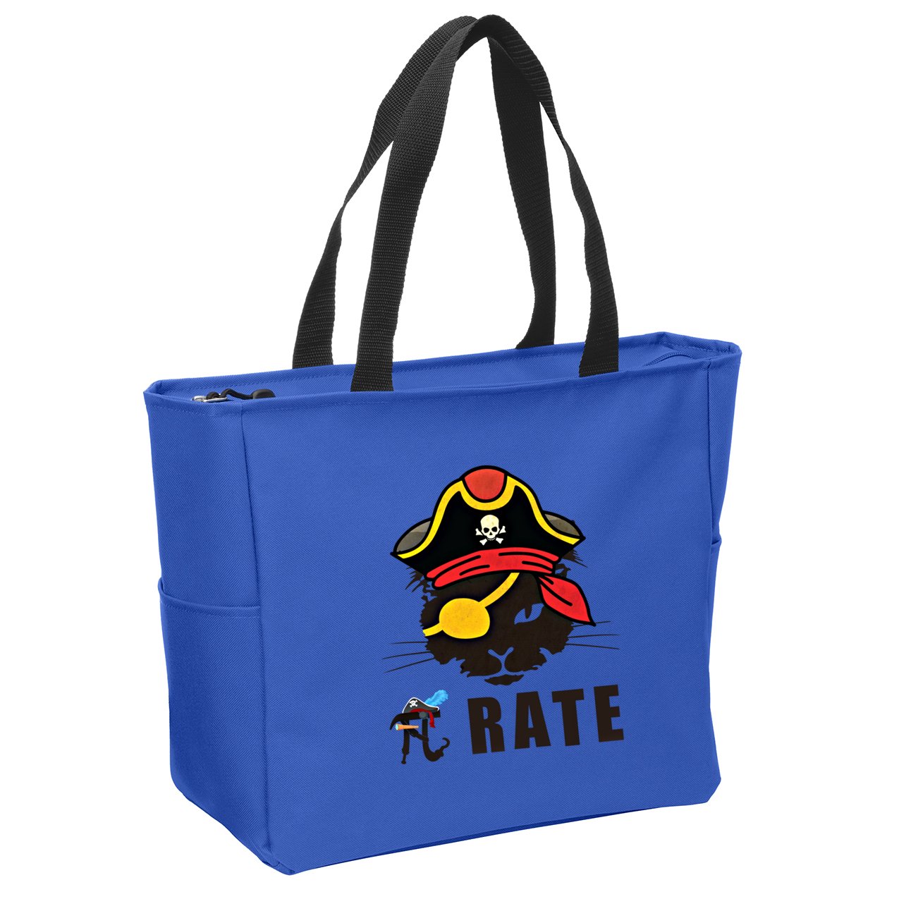 Funny Cat Pi Day Pirate Happy Pi Day Gift Zip Tote Bag