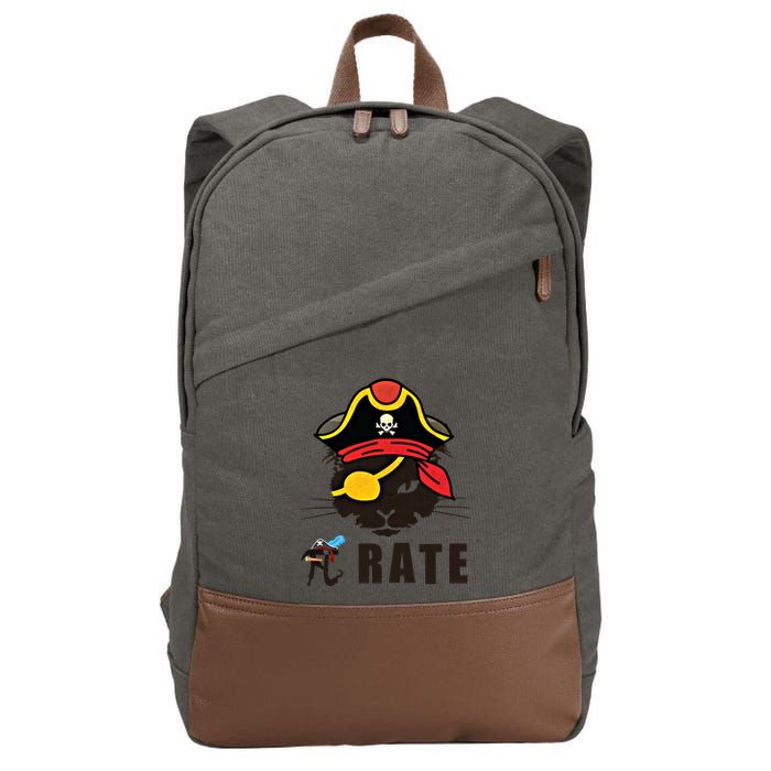 Funny Cat Pi Day Pirate Happy Pi Day Gift Cotton Canvas Backpack