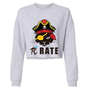 Funny Cat Pi Day Pirate Happy Pi Day Gift Cropped Pullover Crew