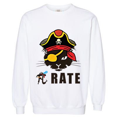 Funny Cat Pi Day Pirate Happy Pi Day Gift Garment-Dyed Sweatshirt