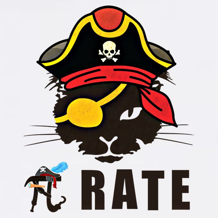 Funny Cat Pi Day Pirate Happy Pi Day Gift Garment-Dyed Sweatshirt
