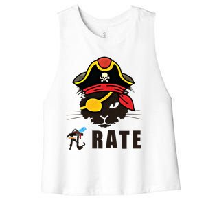 Funny Cat Pi Day Pirate Happy Pi Day Gift Women's Racerback Cropped Tank