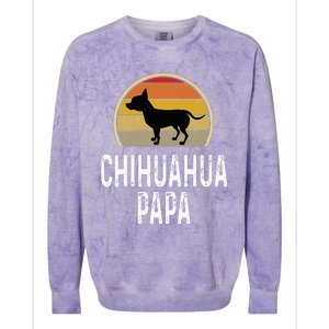 Funny Chihuahua Papa Grandpa Dad Lover Dog Owner Retro Colorblast Crewneck Sweatshirt