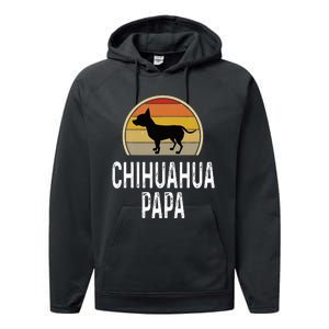 Funny Chihuahua Papa Grandpa Dad Lover Dog Owner Retro Performance Fleece Hoodie