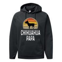 Funny Chihuahua Papa Grandpa Dad Lover Dog Owner Retro Performance Fleece Hoodie