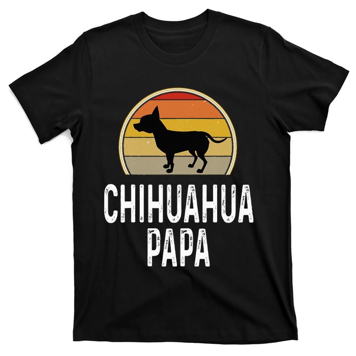 Funny Chihuahua Papa Grandpa Dad Lover Dog Owner Retro T-Shirt