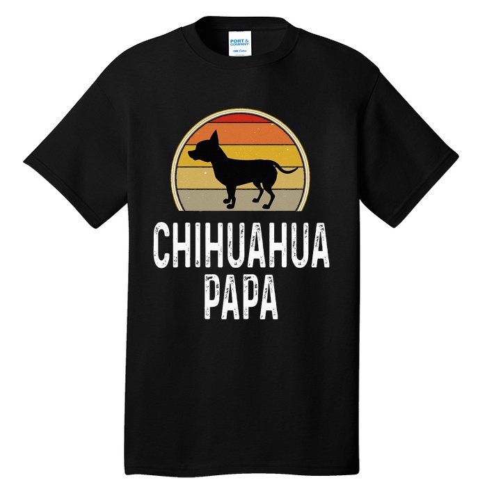 Funny Chihuahua Papa Grandpa Dad Lover Dog Owner Retro Tall T-Shirt