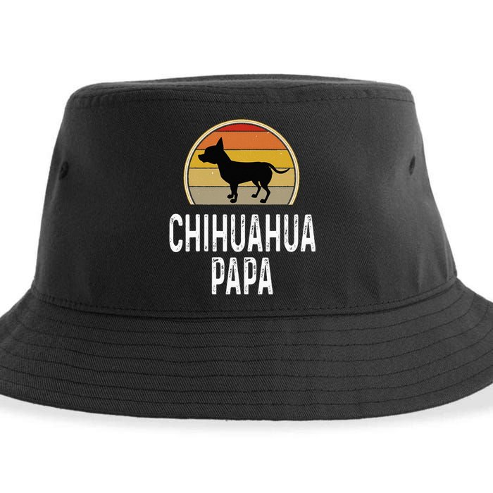 Funny Chihuahua Papa Grandpa Dad Lover Dog Owner Retro Sustainable Bucket Hat