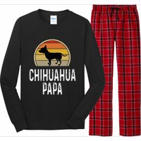 Funny Chihuahua Papa Grandpa Dad Lover Dog Owner Retro Long Sleeve Pajama Set