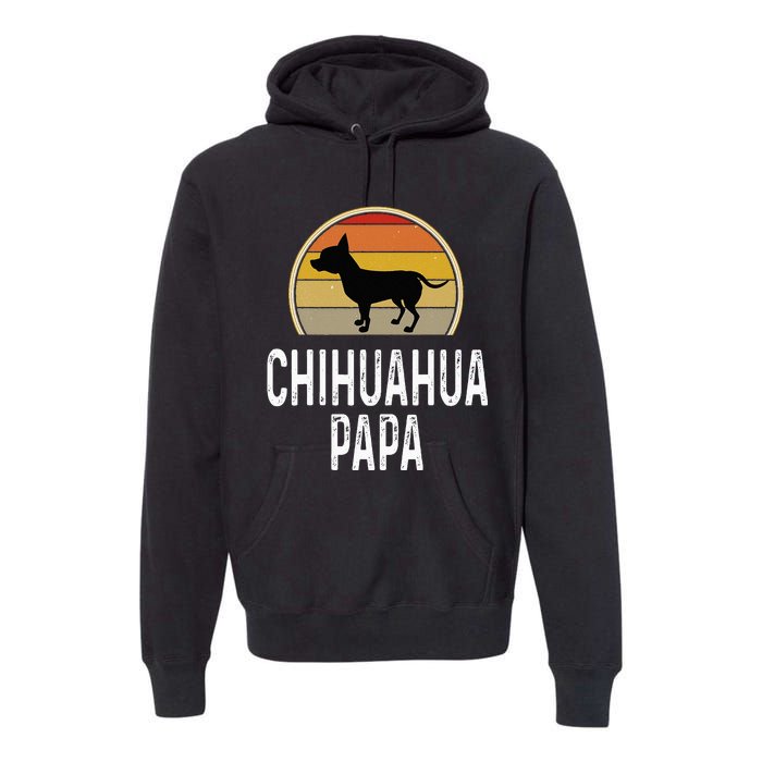 Funny Chihuahua Papa Grandpa Dad Lover Dog Owner Retro Premium Hoodie