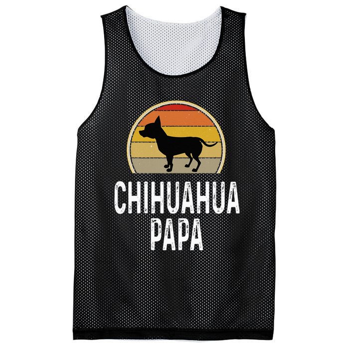 Funny Chihuahua Papa Grandpa Dad Lover Dog Owner Retro Mesh Reversible Basketball Jersey Tank