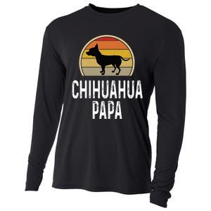 Funny Chihuahua Papa Grandpa Dad Lover Dog Owner Retro Cooling Performance Long Sleeve Crew