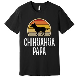 Funny Chihuahua Papa Grandpa Dad Lover Dog Owner Retro Premium T-Shirt