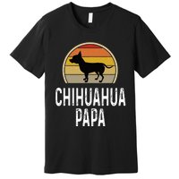 Funny Chihuahua Papa Grandpa Dad Lover Dog Owner Retro Premium T-Shirt