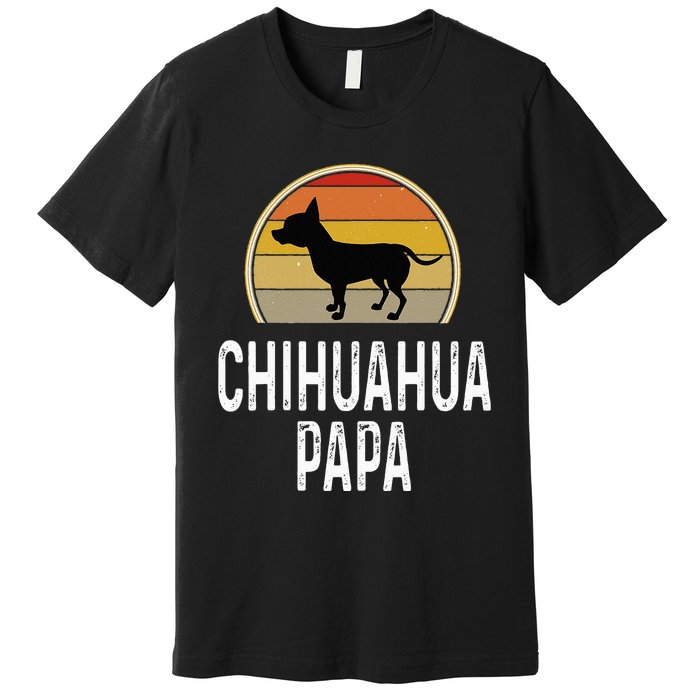 Funny Chihuahua Papa Grandpa Dad Lover Dog Owner Retro Premium T-Shirt