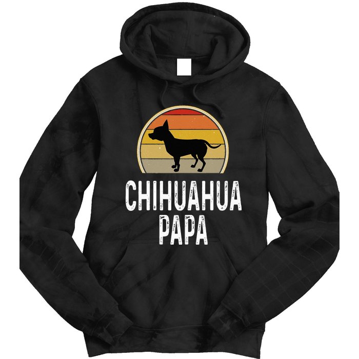 Funny Chihuahua Papa Grandpa Dad Lover Dog Owner Retro Tie Dye Hoodie