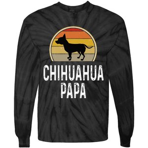 Funny Chihuahua Papa Grandpa Dad Lover Dog Owner Retro Tie-Dye Long Sleeve Shirt