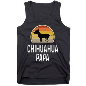 Funny Chihuahua Papa Grandpa Dad Lover Dog Owner Retro Tank Top