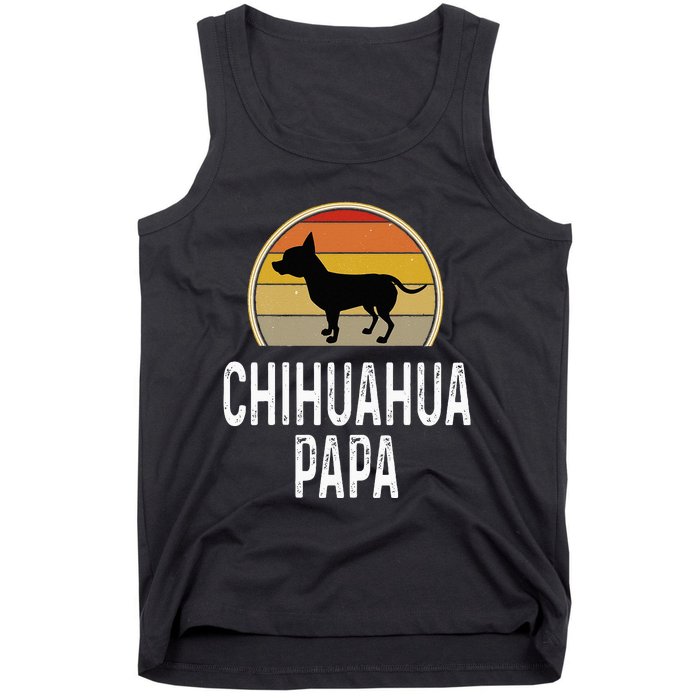 Funny Chihuahua Papa Grandpa Dad Lover Dog Owner Retro Tank Top