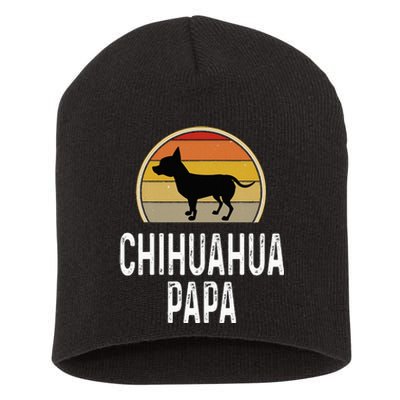 Funny Chihuahua Papa Grandpa Dad Lover Dog Owner Retro Short Acrylic Beanie