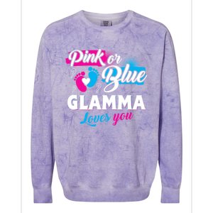 Funny Cute Pink Or Blue Glamma Loves You Gender Reveal Colorblast Crewneck Sweatshirt