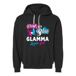 Funny Cute Pink Or Blue Glamma Loves You Gender Reveal Garment-Dyed Fleece Hoodie