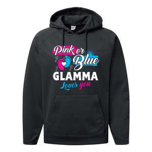 Funny Cute Pink Or Blue Glamma Loves You Gender Reveal Performance Fleece Hoodie