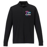 Funny Cute Pink Or Blue Glamma Loves You Gender Reveal Performance Long Sleeve Polo