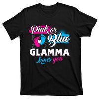 Funny Cute Pink Or Blue Glamma Loves You Gender Reveal T-Shirt